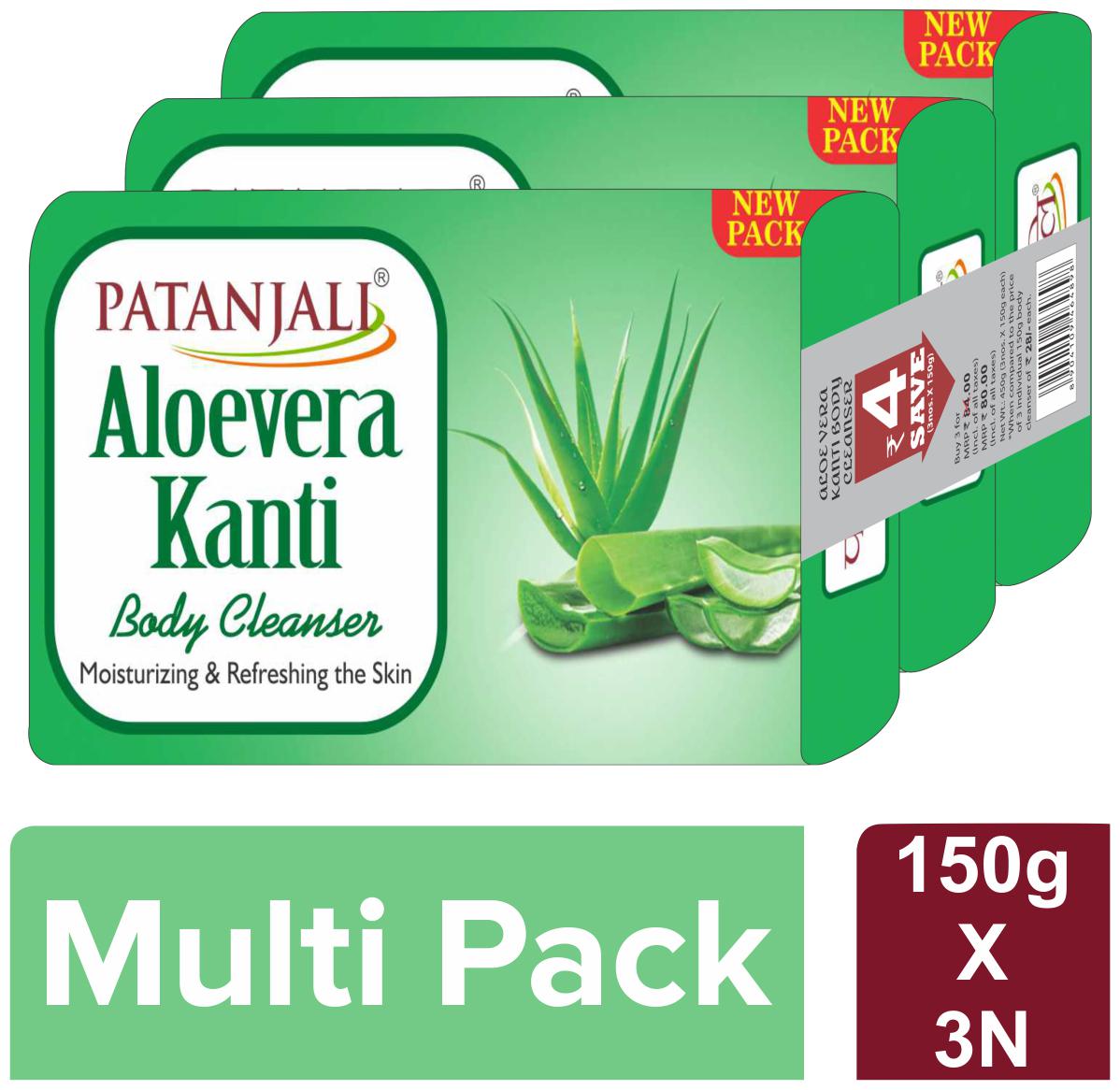 

Patanjali Aloevera Kanti Body Cleanser-(3x1)150 g