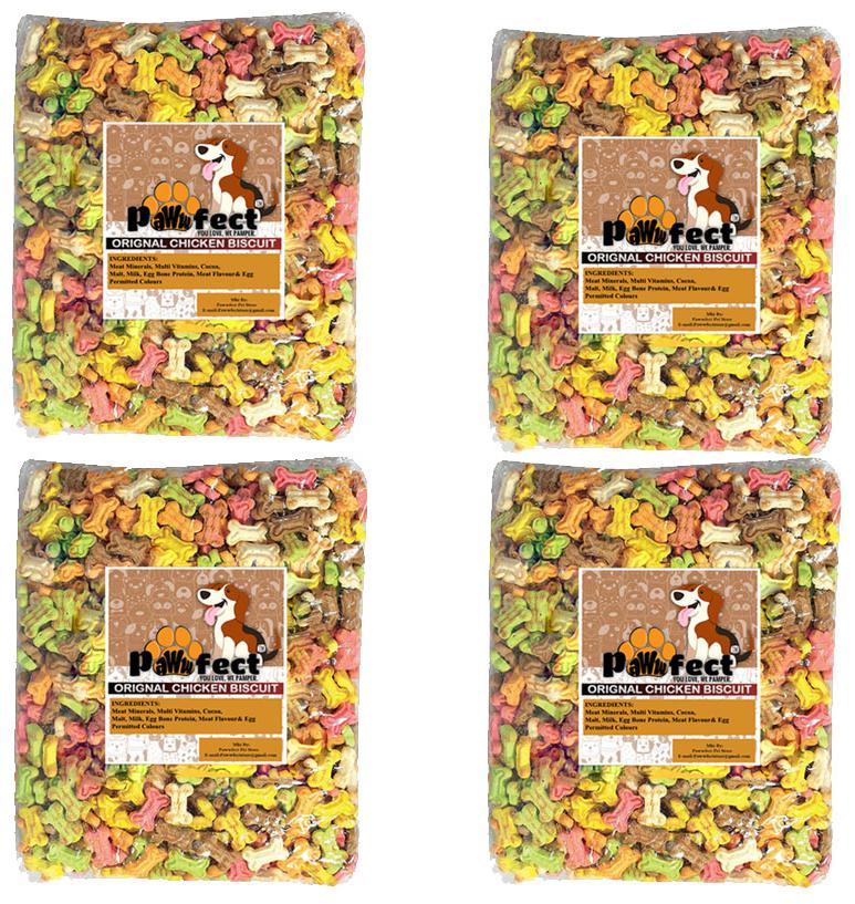 

Pawwfect Freshly Baked Original Mixed Chicken Dog Biscuits (Assorted Mix Egg Strawberry Chicken Strawberry Milk) 1kg(Pack of 4 )