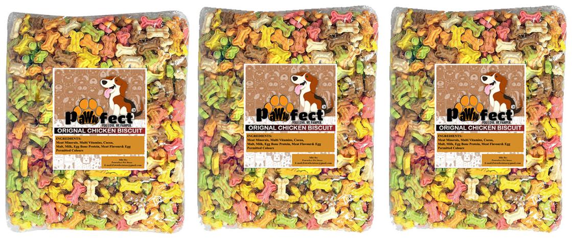

Pawwfect Freshly Baked Original Mixed Chicken Dog Biscuits (Assorted Mix Egg Strawberry Chicken Strawberry Milk) 1kg(Pack of 3 )