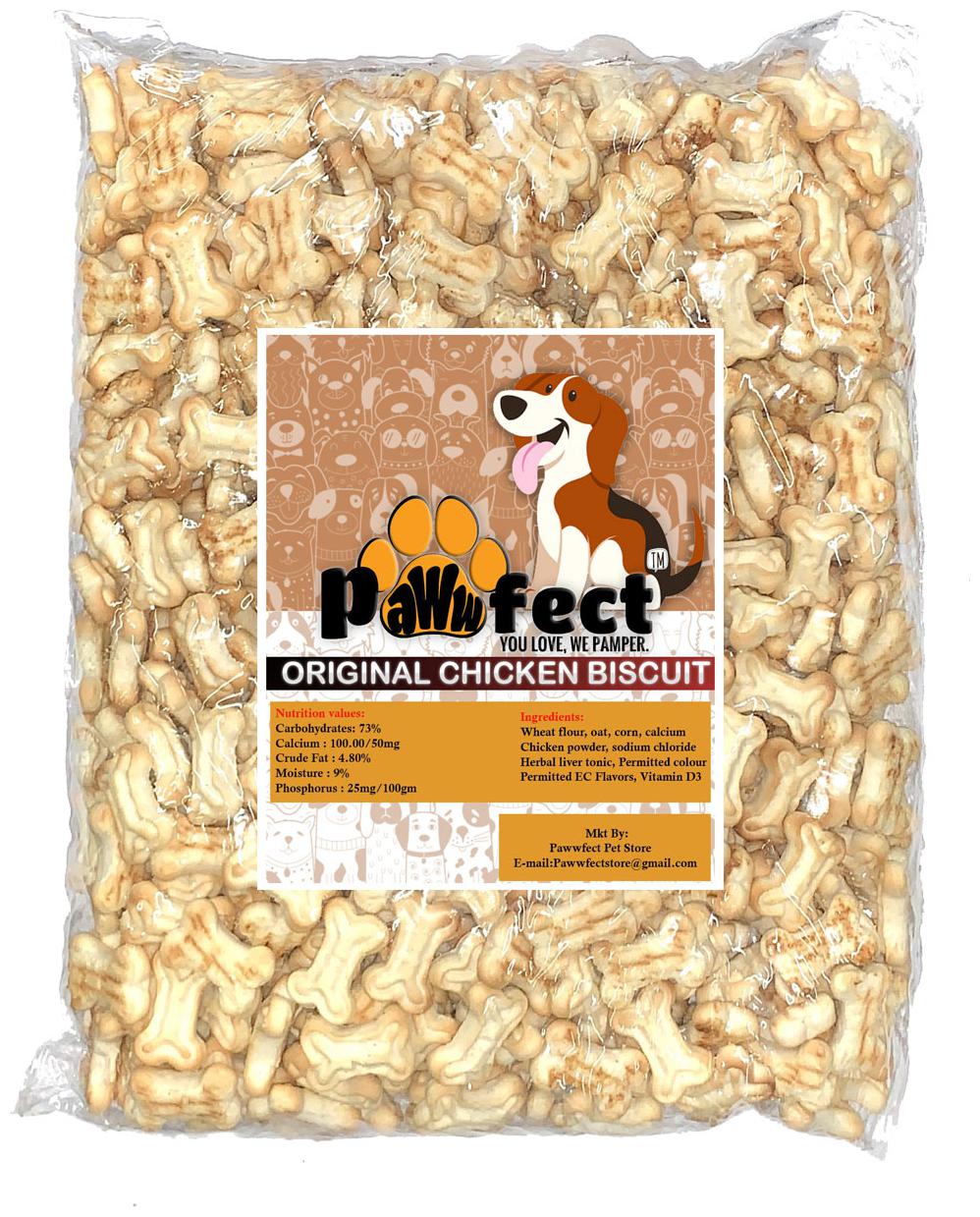 

Pawwfect Freshly Baked Original Milk Flavoured Chicken Dog Biscuits (Pack of 1 Kg)