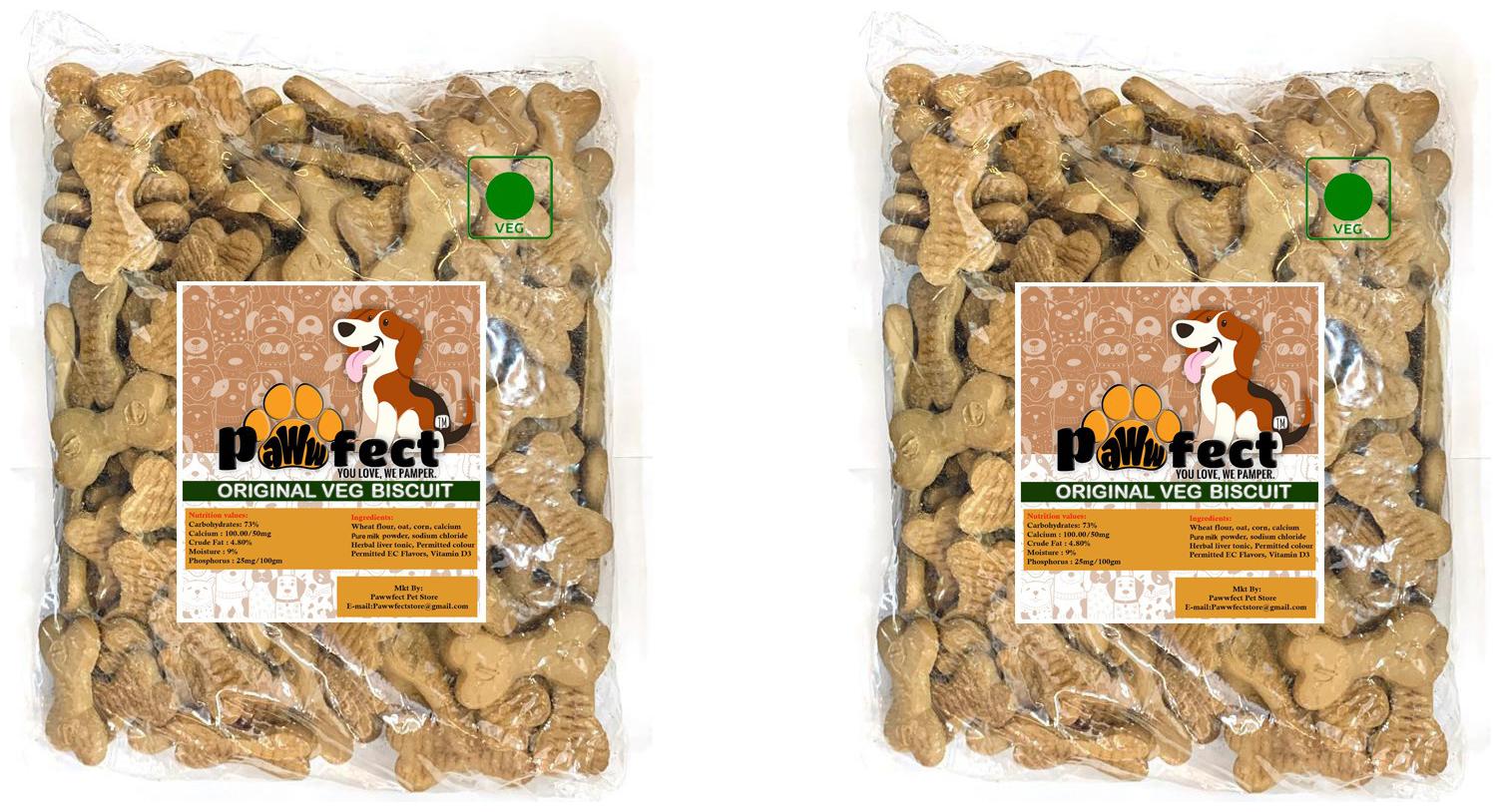 

Pawwfect Freshly Baked Original Veg Adult Dog Biscuits 1kg Pack of 2