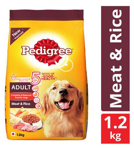 

Pedigree Dry Dog Food - Meat Rice For Adult Dogs 1 2 kg