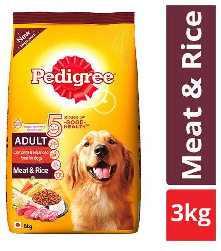 

Pedigree Dry Dog Food - Meat Rice for Adult Dogs 3 kg