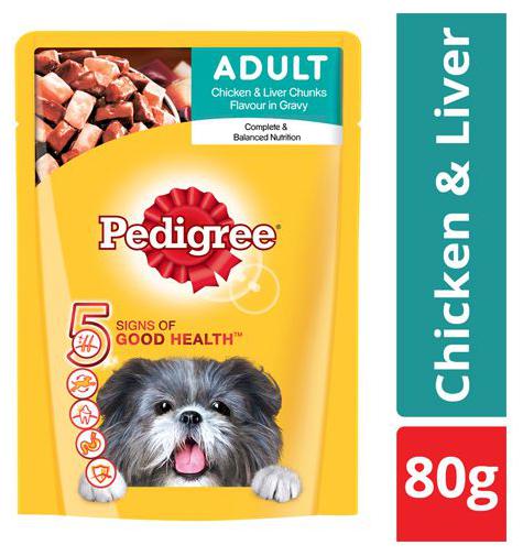 

Pedigree Wet Dog Food Chicken Liver Chunks In Gravy For Adult Dogs 80 g Pouch