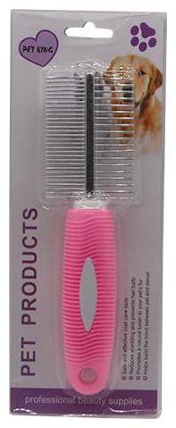 

Pet king Pet Brush Comb - 2 Sided Stainless Steel Pink 1 pc
