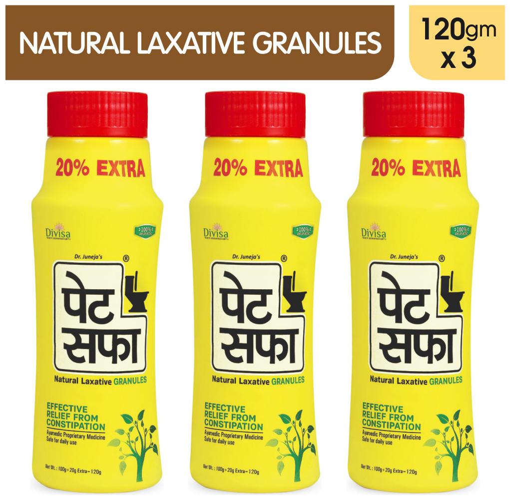 

Pet Saffa Constipation Powder 120g (Ayurvedic) - Helpful in Constipation Gas (Pack of 3)