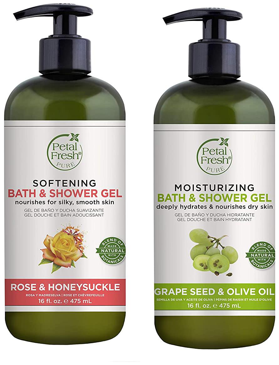 

Petal Fresh Pure Rose Honeysuckle Grape Seed Olive Oil Bath Shower Gel 475ml Pack of 2 Paraben Sulfate free