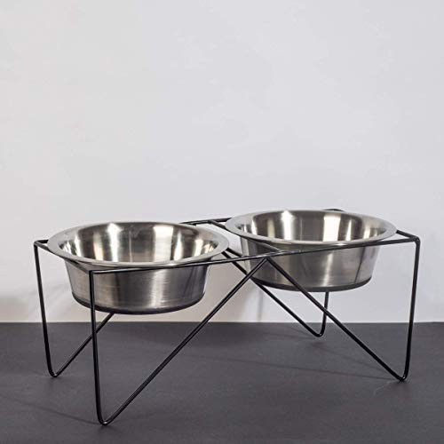 

Pets Empire Wrought Iron Dog Bowl Stand Collection Diner For Dogs And Cats Stainless Steel Food And Water Bowls (Medium (450 ml x 2 Bowl)