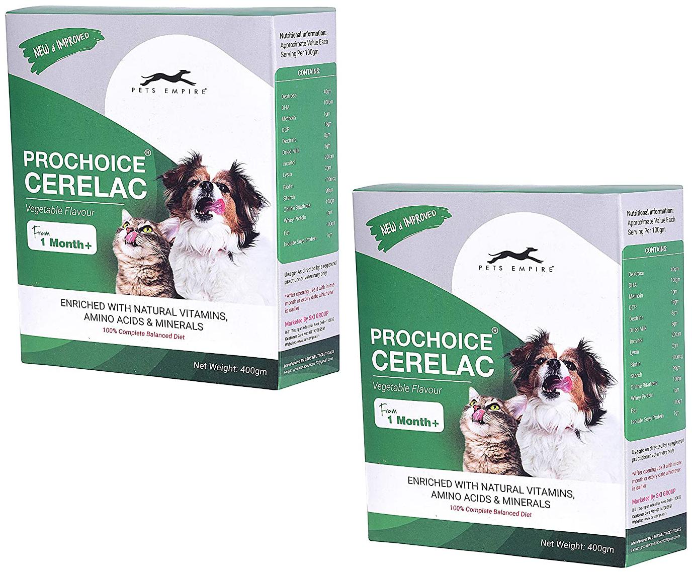 

Pets Empire Prochoice Puppy Cerelac (400g ) - Keeps Digestive System Healthy (Vegetable Flavour (Pack of 2)