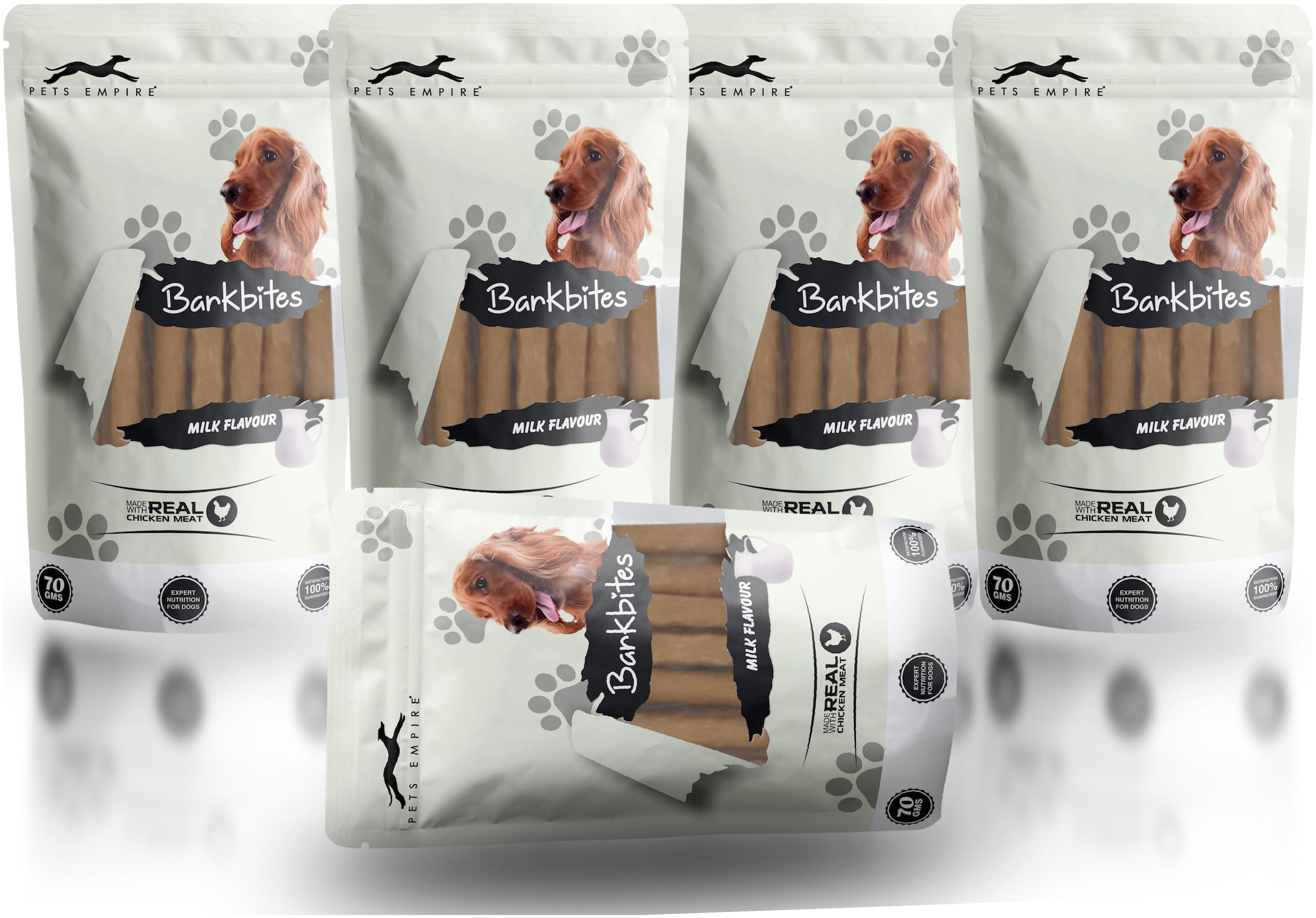 

Pets Empire Barkbites Dog Treats 70g Milk Flavour (Pack of 5)