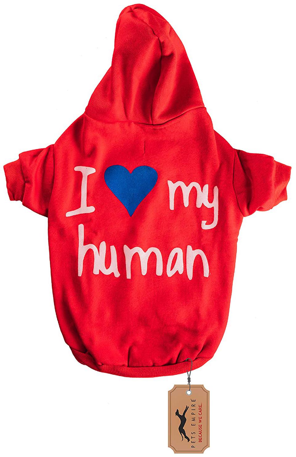 

Pets Empire I Love My Human Dog Coats Chihuahua Clothes Sweatshirt Pet Puppy Cat Jacket (14 Inch Red)