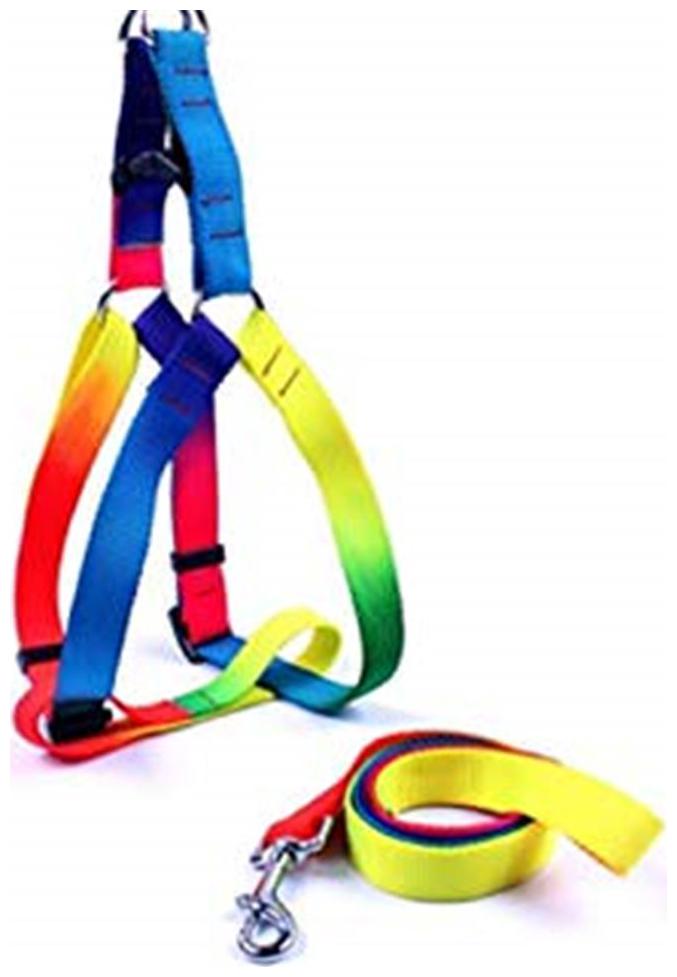 

Pets Empire Dog Cat Rainbow Colorful Adjustable Nylon Puppy Leash Harness Size- Small 1 pcs