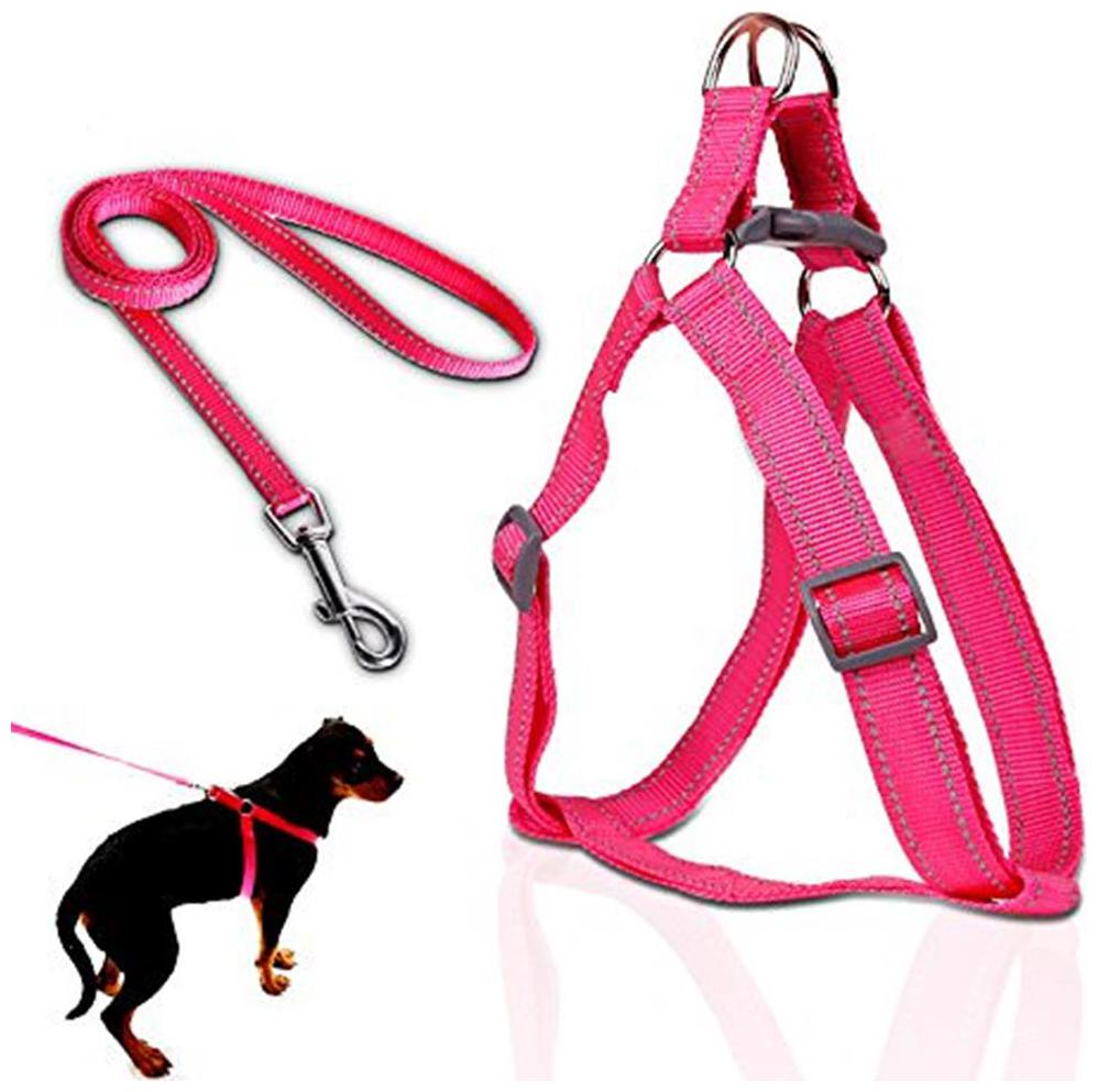 

Pets Empire Reflecting Neon Fluorescent Color Safety Nylon Harness (Lead Included) for Pet Dogs Size- Medium Long 120 cm Width 20mm Adjustable 25--40cm - 1 set Color May Vary