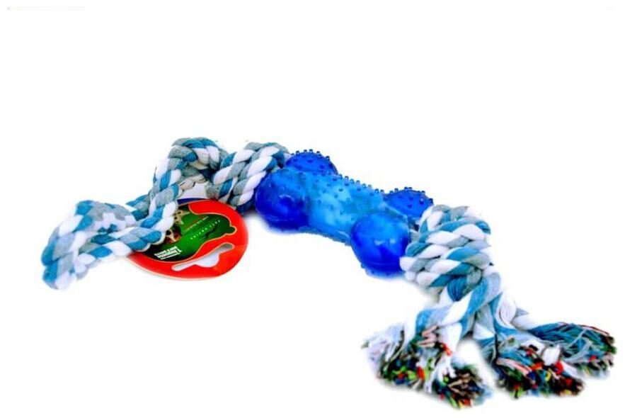 

Pets Empire Dog Toy Cotton Rope and Rubber Bone with Handle(Color May Vary)