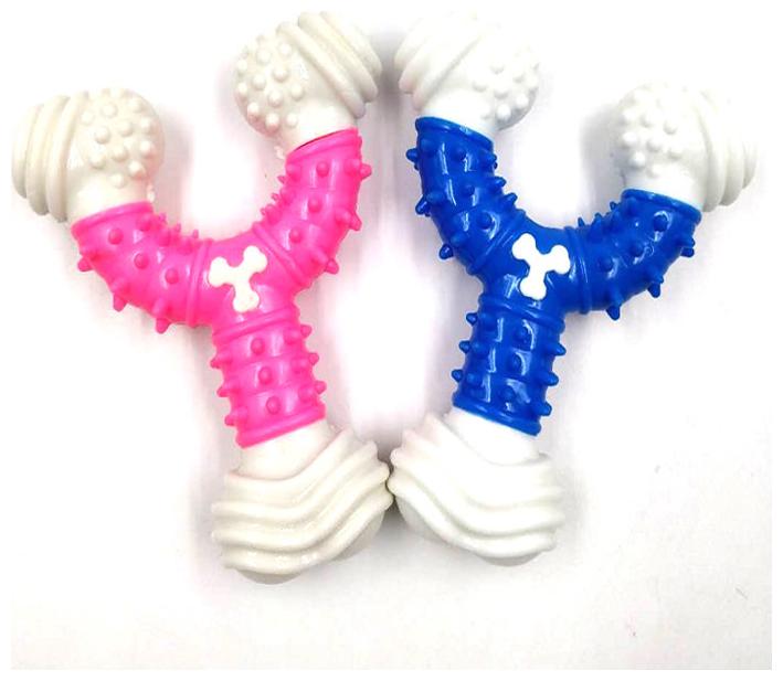 

Pets Empire Silicone Rubber Y-Bone Shaped Dog Chew Toys-1 Piece (Color May Vary)
