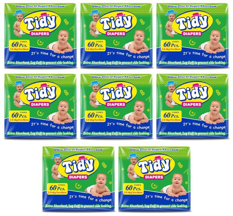 

PH Tidy Baby Diaper New Born 60 Pcs ( Pack of 8)