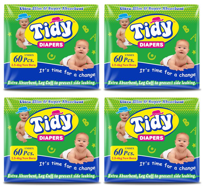 

PH Tidy Baby Diaper New Born 60 Pcs ( Pack of 4)