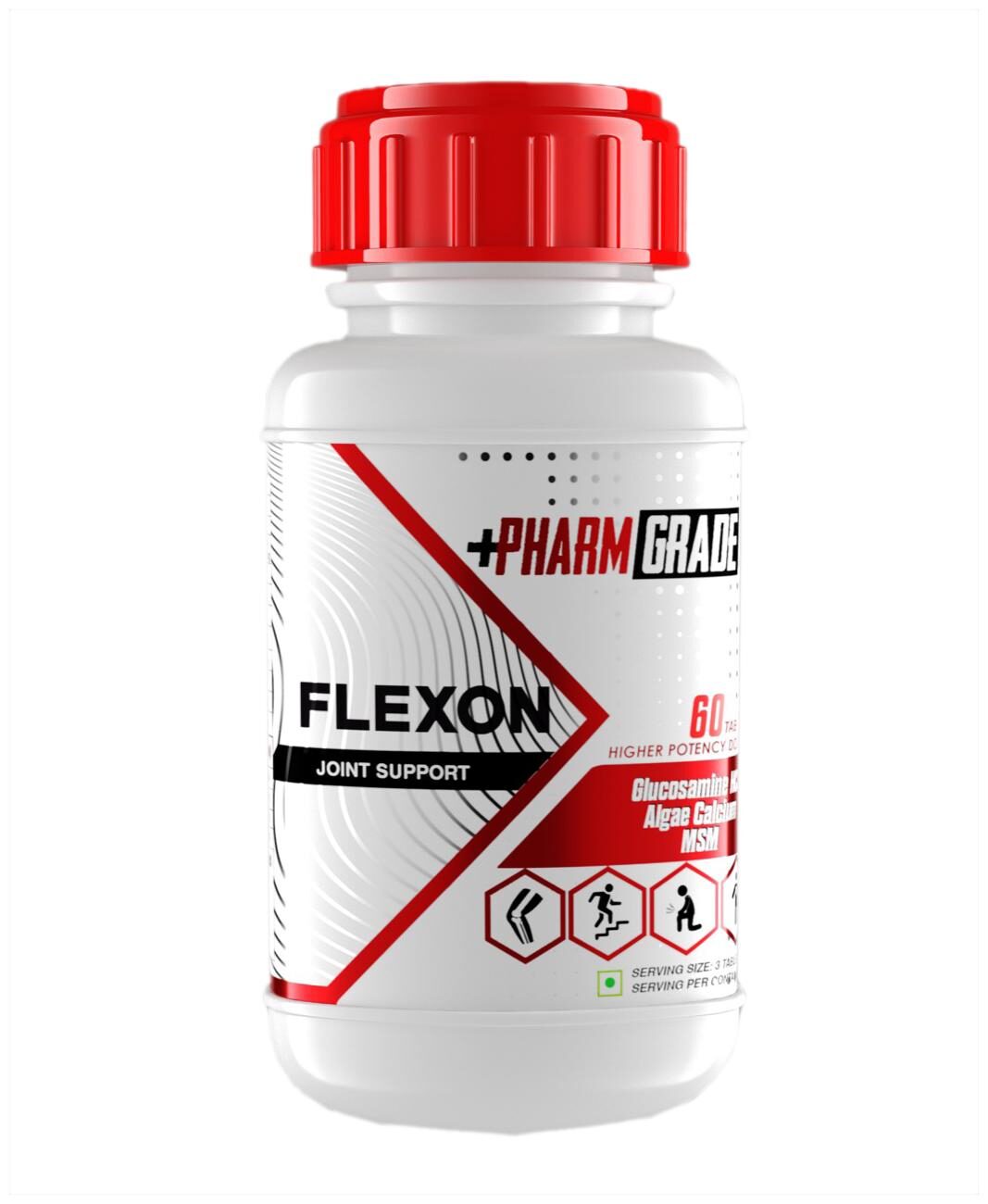 

Pharmgrade Flexon Joint Support Supplement With Glucosamine HCL Sodium Hyaluronate Algea Calcium-60 Tablet