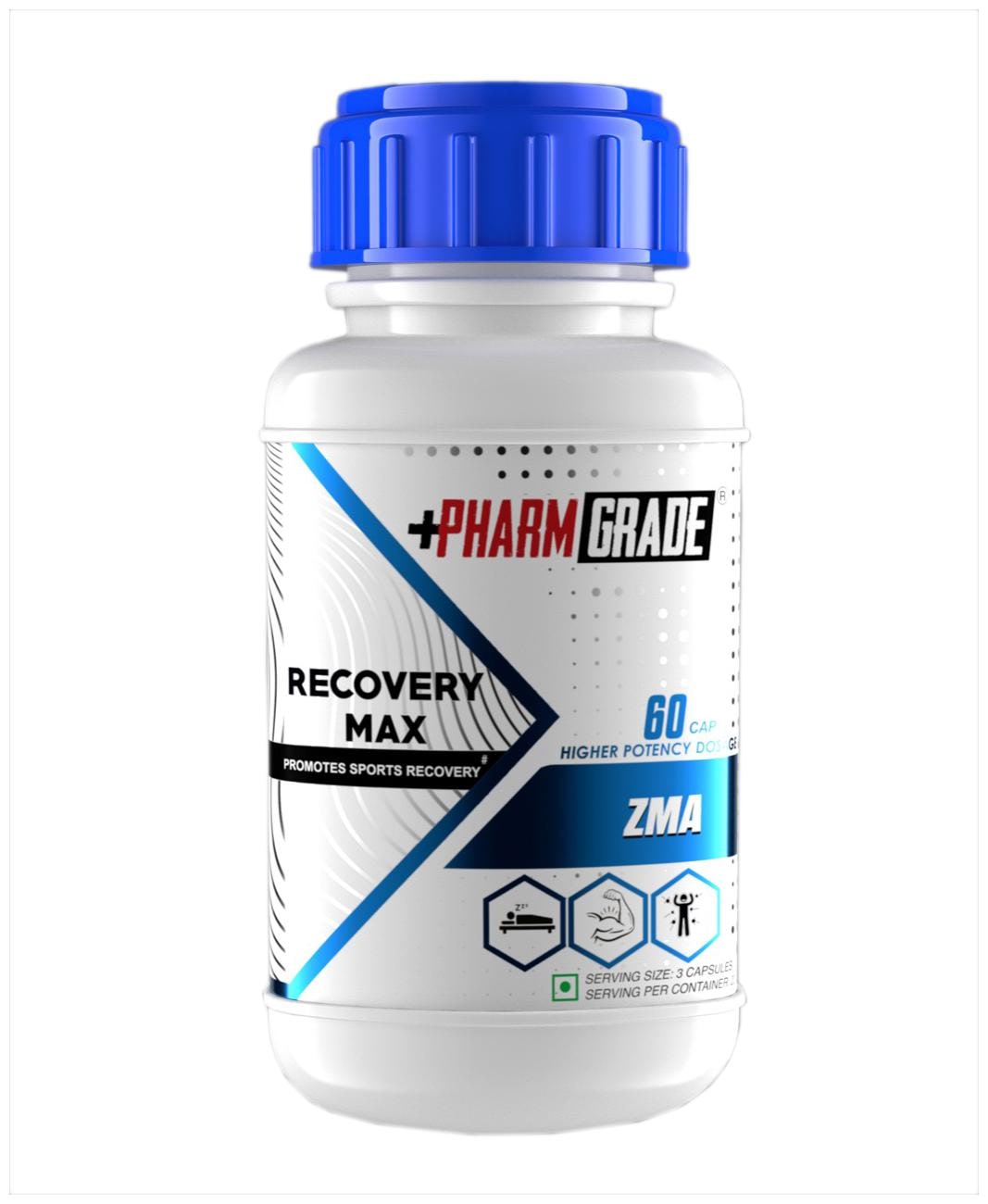 

Pharmgrade Recovery Max ZMA With Magnesium Zinc Vitamin B6 For Immune Support Nerves Muscles (60 Capsules)