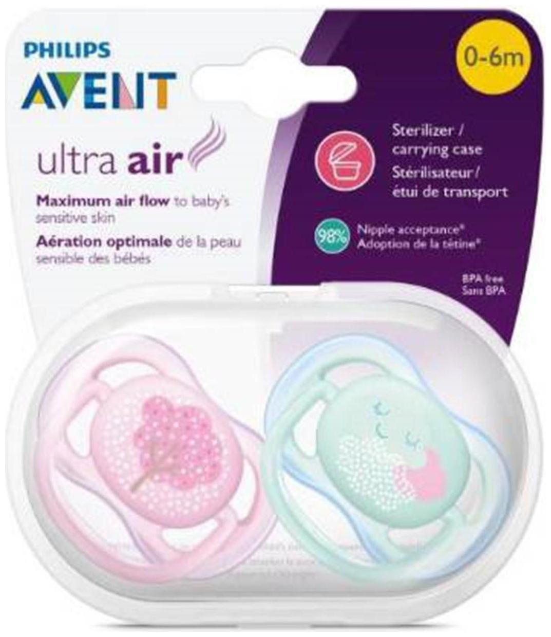 

Philips Avent Ultra Air Pacifier For Girl 0-6 Months Soother (Pink Green)(Pack of 2)