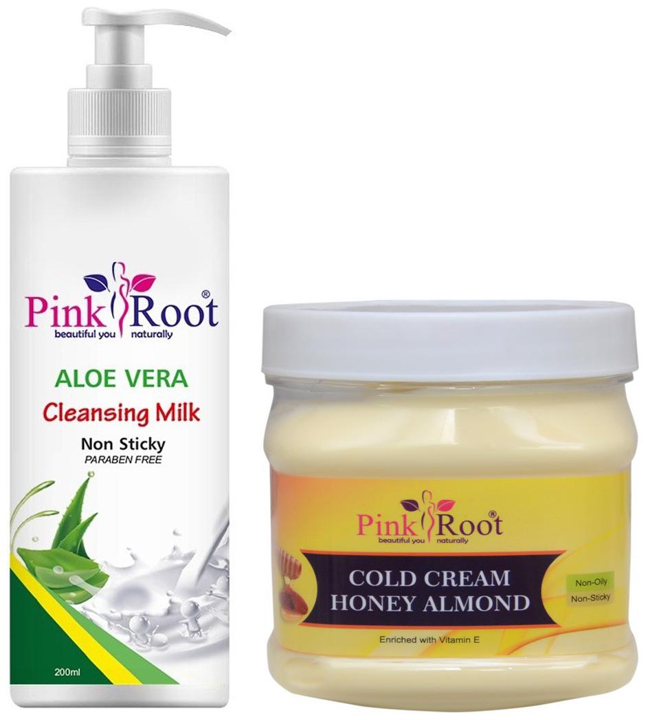 

Pink Root Aloe Vera Cleansing Milk 200ml With Honey Almond Cold Cream 500g