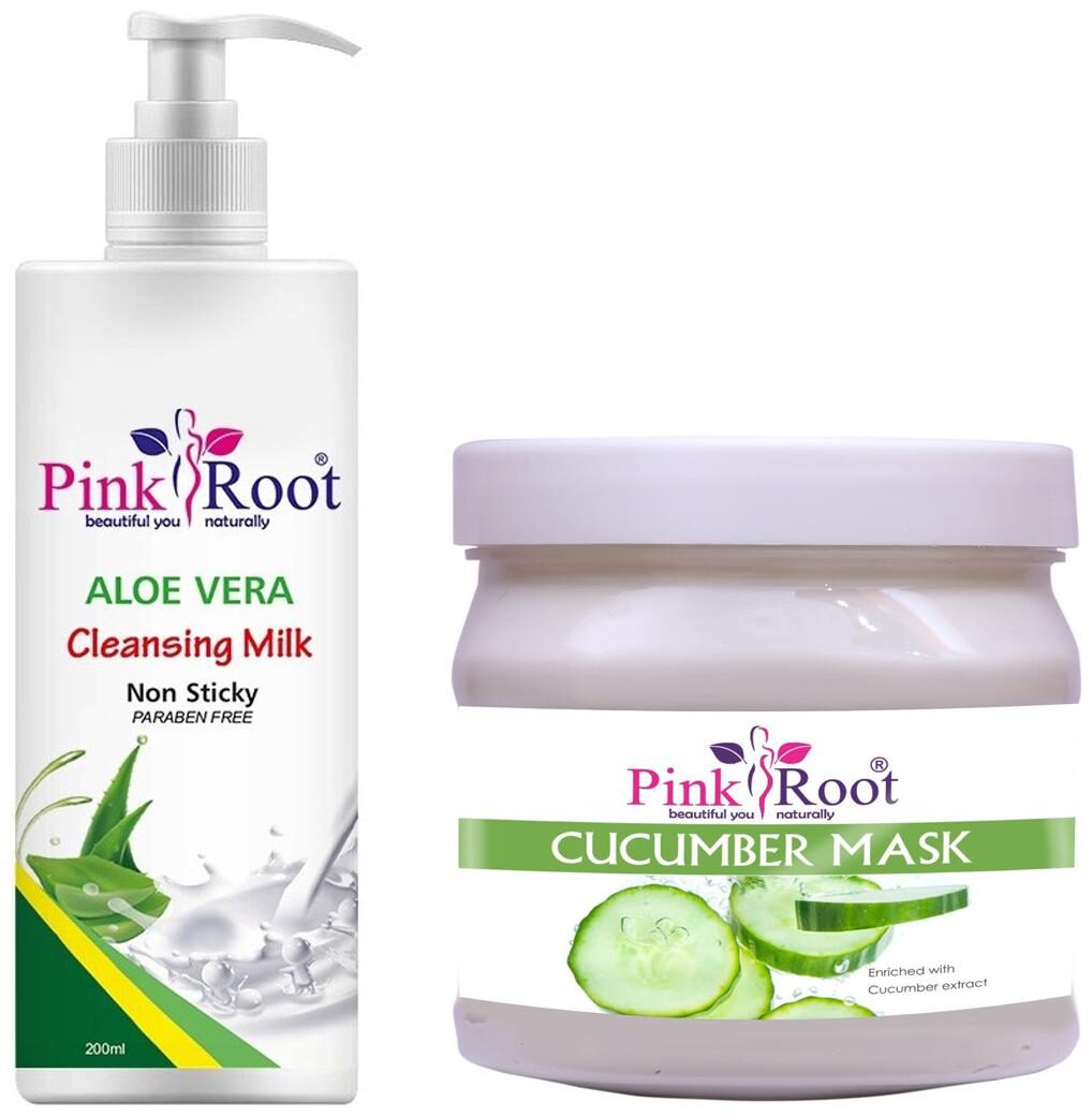 

Pink Root Aloe Vera Cleansing Milk 200ml With Cucumber Mask 500g