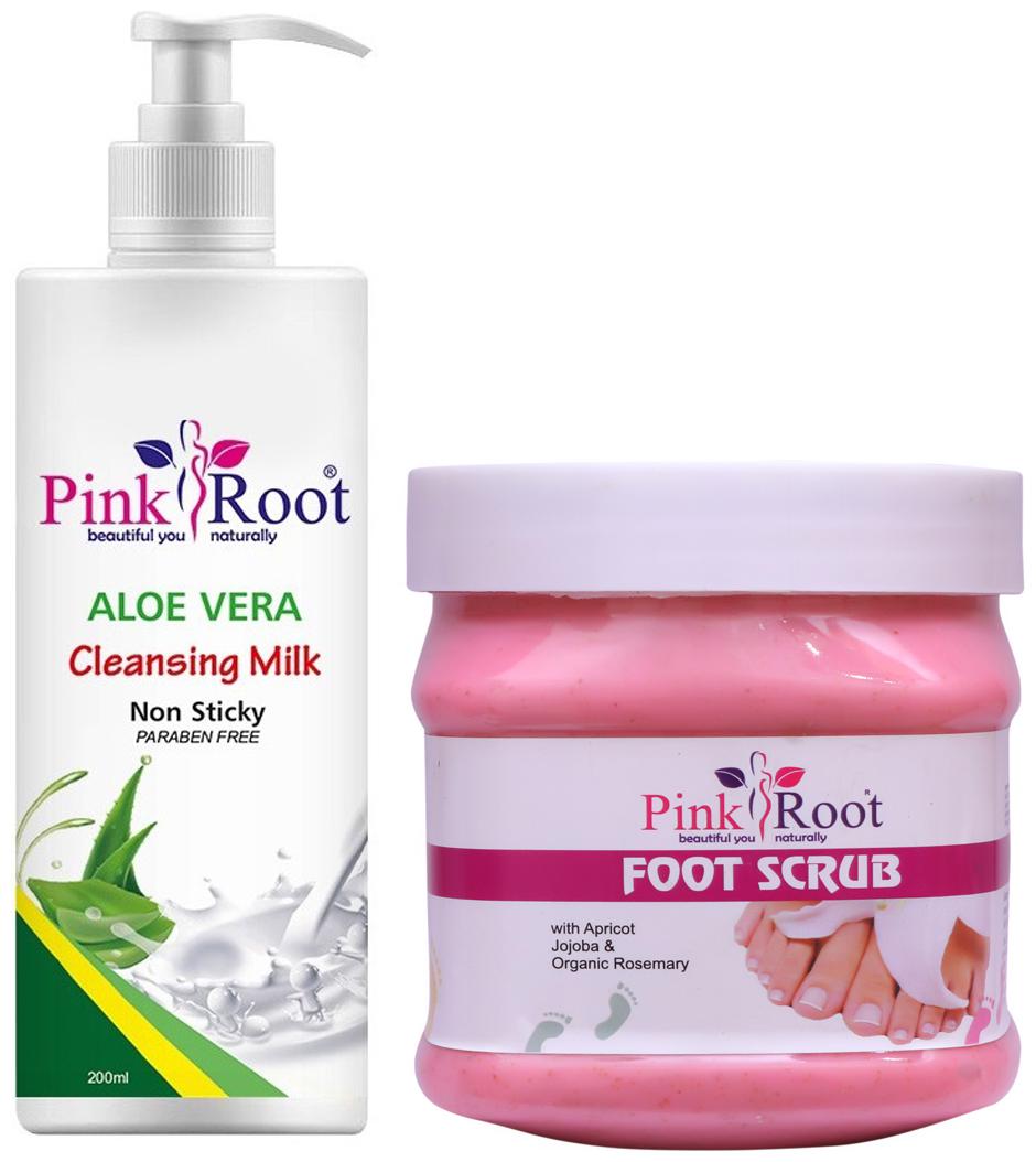 

Pink Root Aloe Vera Cleansing Milk 200ml With Foot Scrub 500g