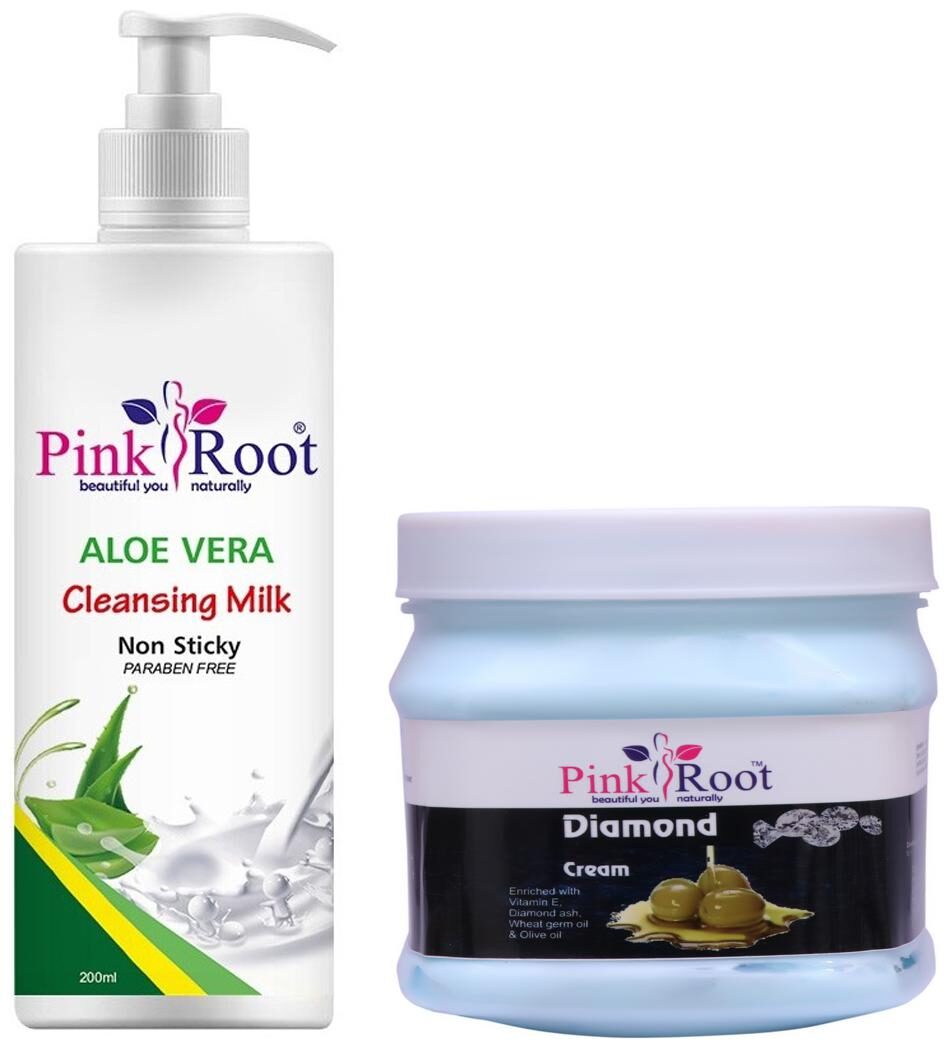 

Pink Root Aloe Vera Cleansing Milk 200ml With Diamond Cream 500g