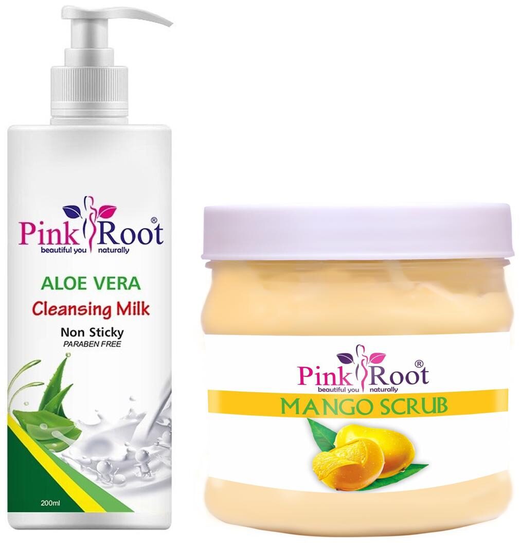 

Pink Root Aloe Vera Cleansing Milk 200ml With Mango Scrub 500g