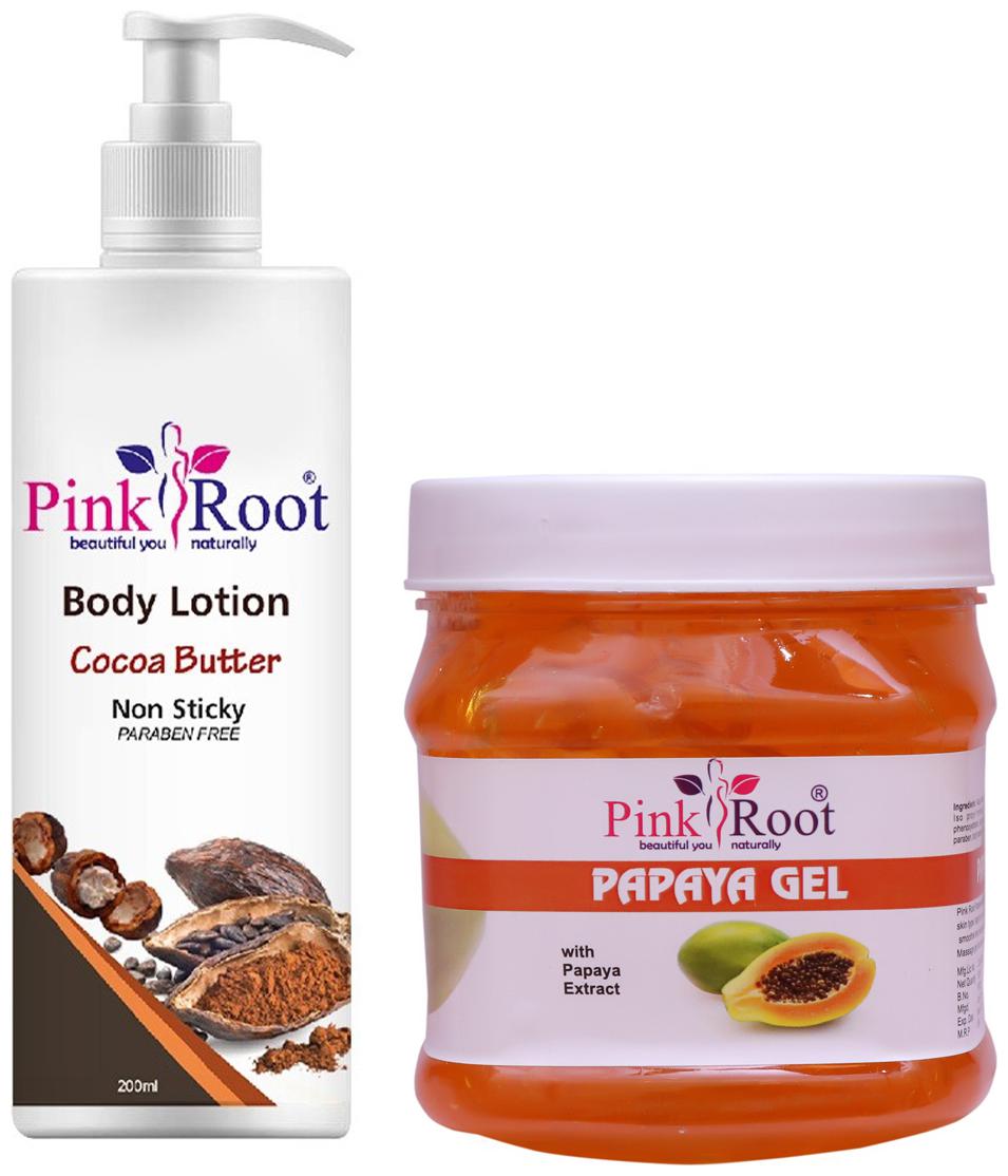 

Pink Root Cocoa Butter Body Lotion 200ml With Papaya Gel 500g