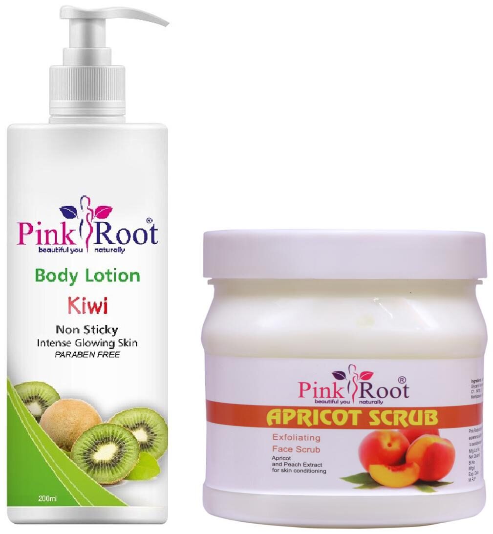 

Pink Root Kiwi Body Lotion 200ml With Apricot Scrub 500g