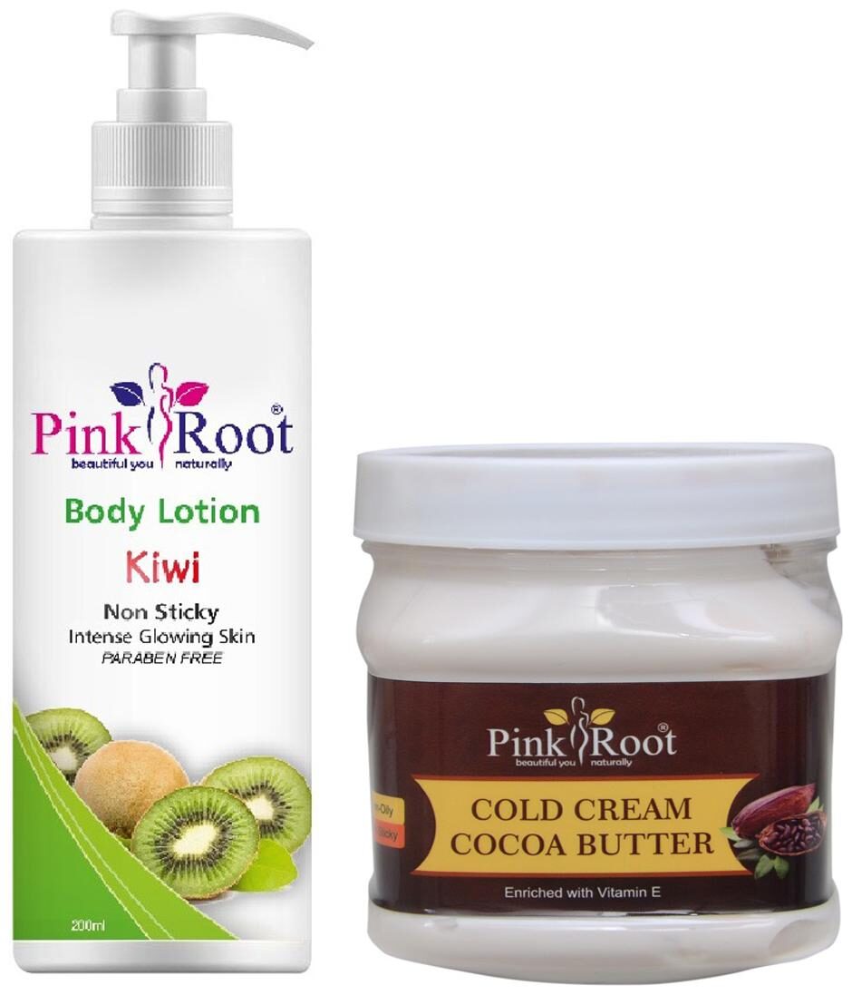 

Pink Root Kiwi Body Lotion 200ml With Cocoa Butter Cold Cream 500g
