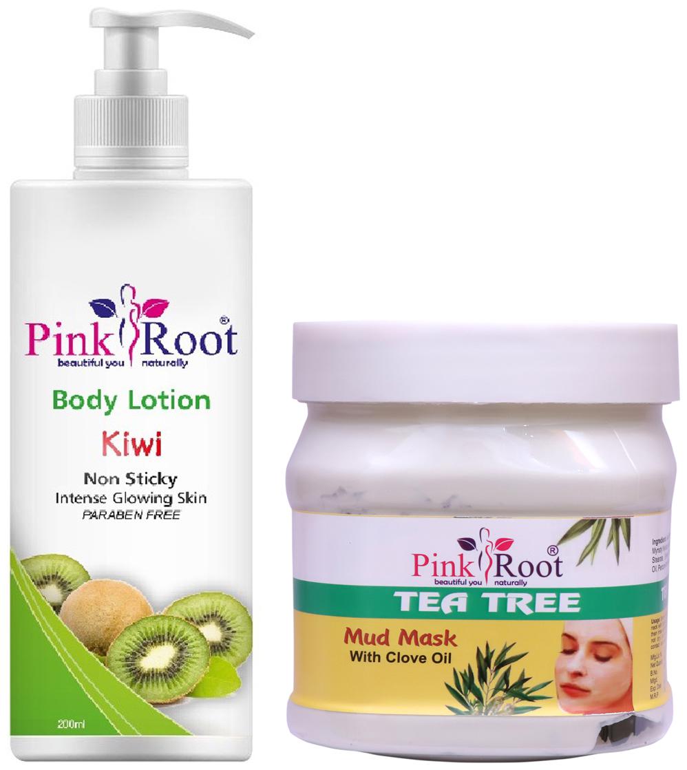 

Pink Root Kiwi Body Lotion 200ml With Tea Tree Mask 500g