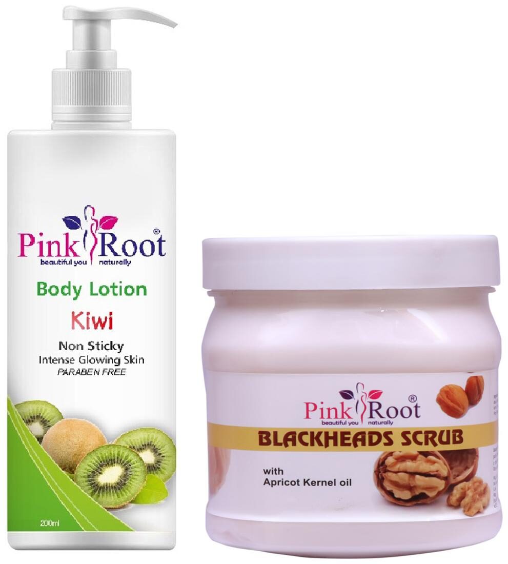 

Pink Root Kiwi Body Lotion 200ml With Blackheads Scrub 500g