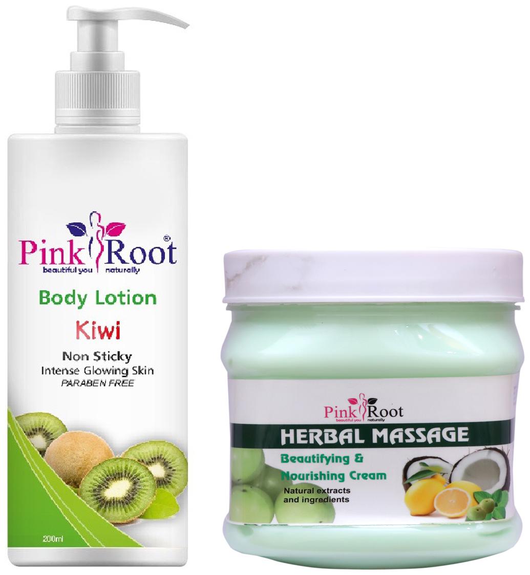 

Pink Root Kiwi Body Lotion 200ml With Herbal Cream 500g