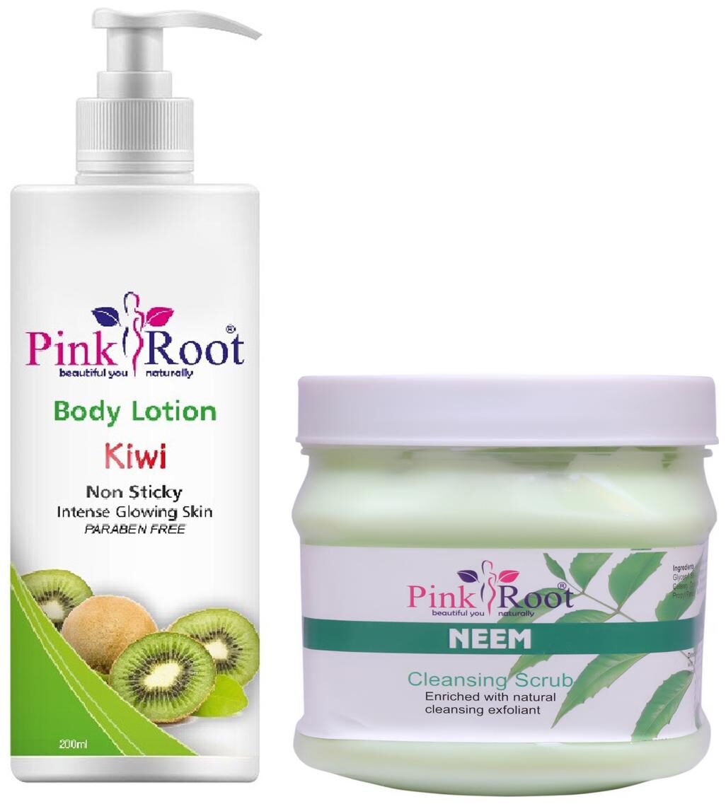 

Pink Root Kiwi Body Lotion 200ml With Neem Scrub 500g
