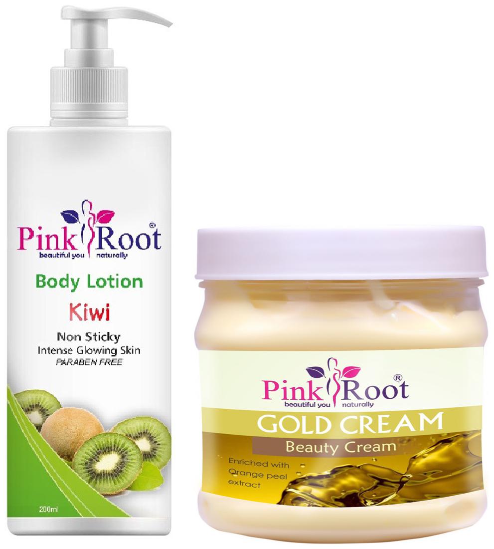 

Pink Root Kiwi Body Lotion 200ml With Gold Cream 500g