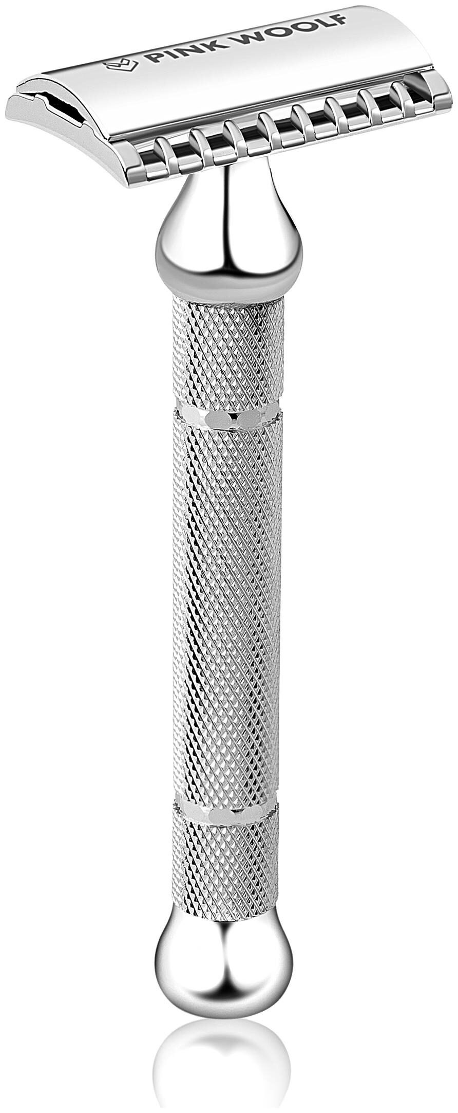 

Pink Woolf Double Edge (DE) Safety Razor - Silver Open Comb for Veteran Shavers
