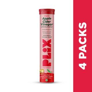 PLIX Apple Cider Vinegar (Pack of 4) | Effervescent tablets | Promotes Weight Loss
