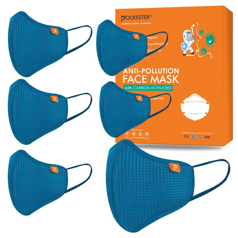 

Pockester Activate 5 Layer Face Mask with Earloop Blue (Pack of 6)