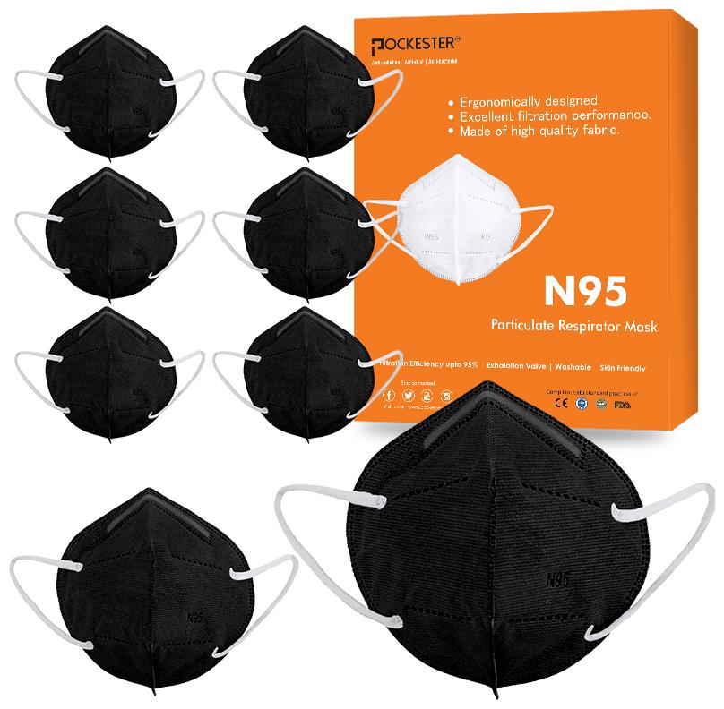 

Pockester Anti Pollution Activate N95 5 Layer Black ( Pack of 8 )