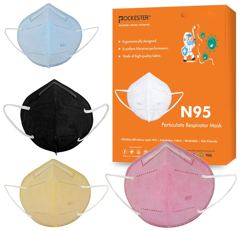 

Pockester Anti Pollution Activate N95 5 Layer Multicolor ( Pack of 4 )