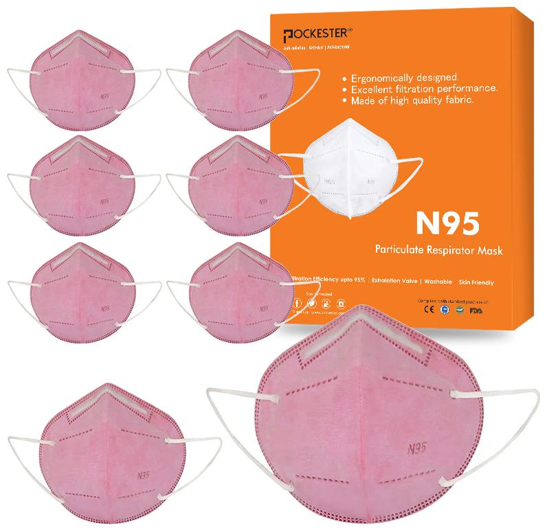 

Pockester Anti Pollution Activate N95 5 Layer Pink ( Pack of 8 )