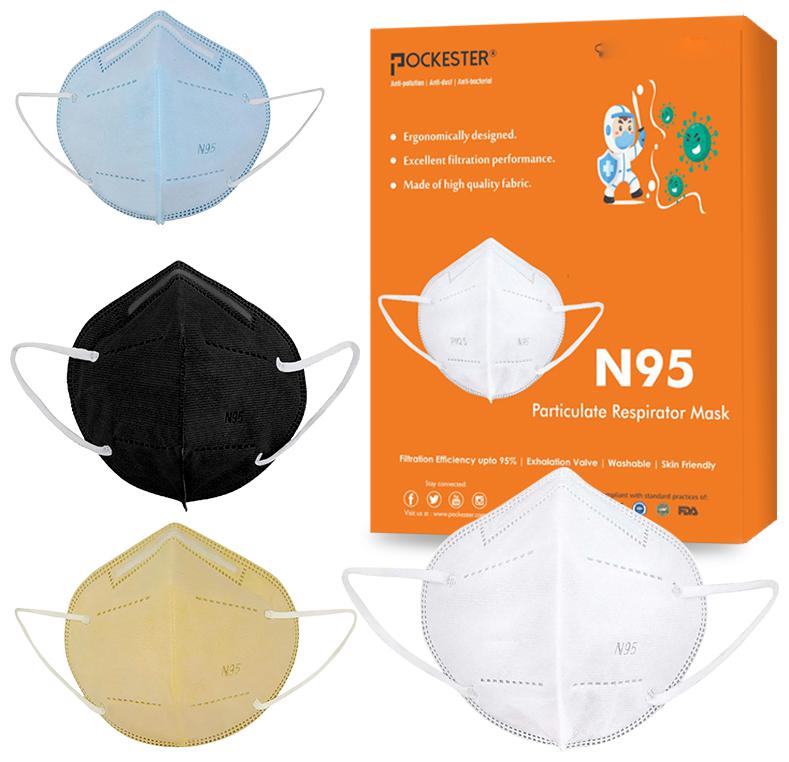 

Pockester Anti Pollution Activate N95 5 Layer Multicolor ( Pack of 4 )