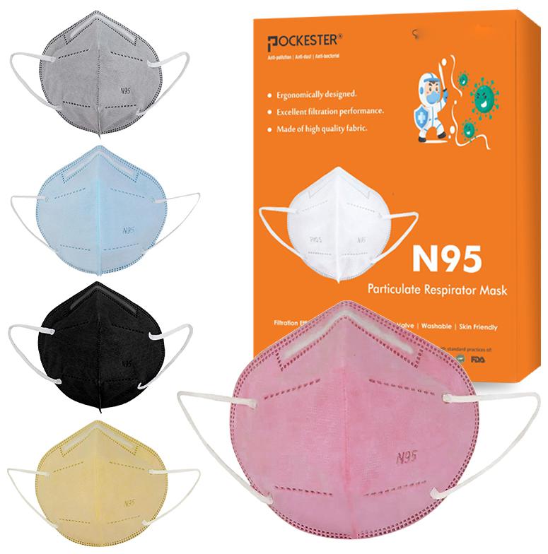 

Pockester Anti Pollution Activate N95 5 Layer Multicolor ( Pack of 5 )