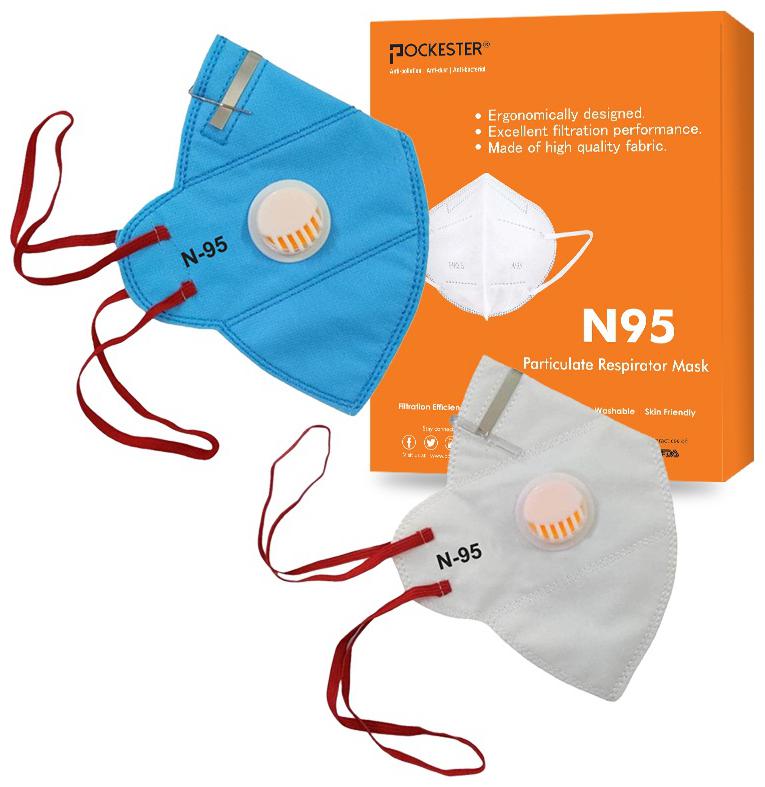 

Pockester Anti Pollution Activate Health N95 5 Layer Mask With Respirator - Blue-White ( Pack of 2 )
