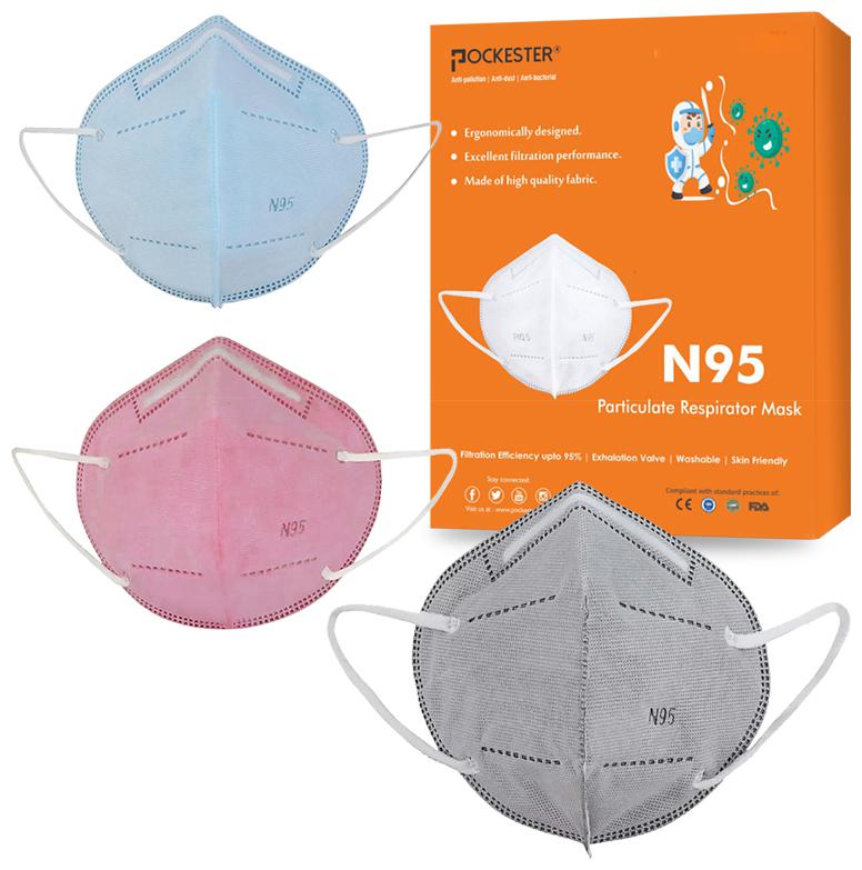 

Pockester Anti Pollution Activate N95 5 Layer Multicolor ( Pack of 3 )