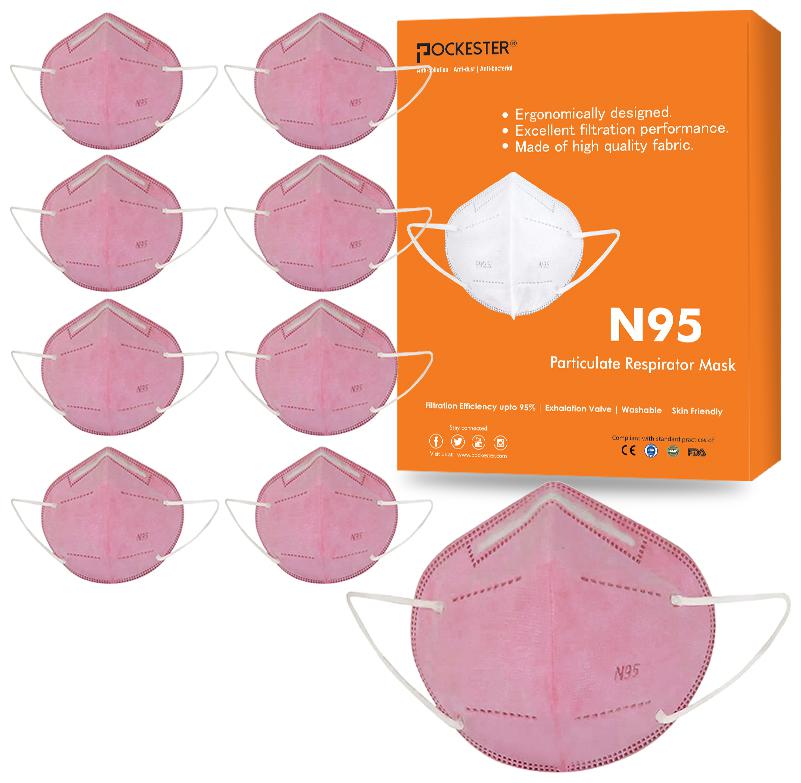 

Pockester Anti Pollution Activate N95 5 Layer Pink ( Pack of 9 )