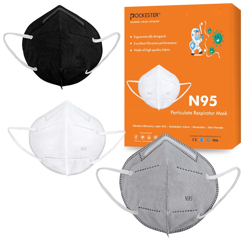 

Pockester Anti Pollution Activate N95 5 Layer Multicolor ( Pack of 3 )