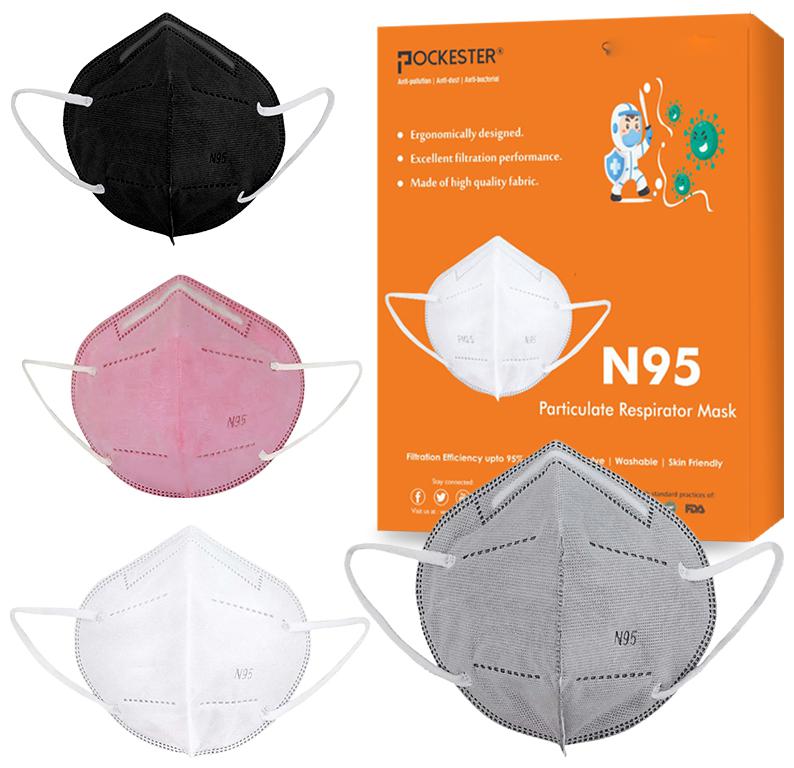 

Pockester Anti Pollution Activate N95 5 Layer Multicolor ( Pack of 4 )